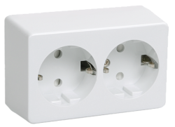 IEK РС22-3-ББ Розетка двухместная с з/к для открытой установки арт. ERB21-K01-16-DC