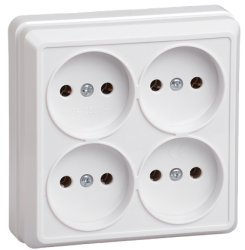IEK РС24-2-ОБ Розетка 4местн. без з/к 10А откр.уст. ОКТАВА (белый) арт. ERO40-K01-10-DC