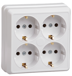 IEK РС24-3-ОБ Розетка 4местн. с з/к 16А откр.уст. ОКТАВА (белый) арт. ERO41-K01-16-DC