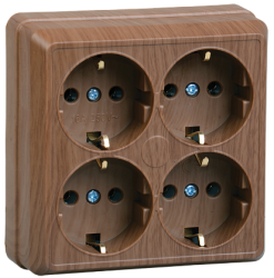 IEK РС24-3-ОД Розетка 4местн. с з/к 16А откр.уст. ОКТАВА (дуб) арт. ERO41-K04-16-DC