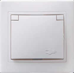 IEK РСб10-3-КБ Розетка 1местн. c з/к с крышкой 16А КВАРТА (белый) арт. ERK15-K01-16-DM