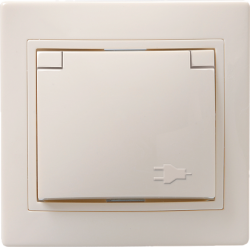 IEK РСб10-3-ККм Розетка 1местн. c з/к с крышкой 16А КВАРТА (кремовый) арт. ERK15-K33-16-DM