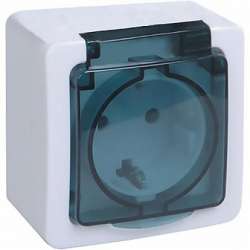 IEK РСб20-3-ГПБд Розетка 1м с з/к о/у IP54 (цвет крышки: дымчатый) ГЕРМЕС PLUS арт. ERMP12-K03-16-54-EC