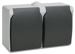 IEK РСб22-3-ФСр Розетка двухместная с з/к для открытой установки IP54 арт. ERS22-K03-16-54-DC