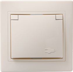 IEK РСбш10-3-ККм Розетка 1местн. c з/к с защ.штор. с крышкой 16А Кварта (кремовый) арт. ERK12-K33-16-DM