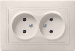 IEK РСш12-2-ККм Розетка 2местн. без з/к с защ.штор. 10А КВАРТА (кремовый) арт. ERK20-K33-10-DM