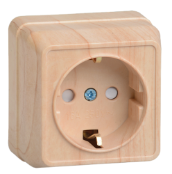 IEK РСш20-3-ОС Розетка 1местн. c з/к с защ.штор. 16А откр.уст. ОКТАВА (сосна) арт. ERO14-K03-16-DC