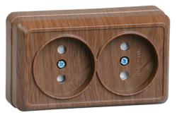IEK РСш22-2-ОД Розетка 2местн. без з/к с защ.штор.10А откр.уст. ОКТАВА (дуб) арт. ERO23-K04-10-DC