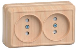 IEK РСш22-2-ОС Розетка 2местн. без з/к с защ.штор.10А откр.уст. ОКТАВА (сосна) арт. ERO23-K03-10-DC