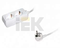 IEK Удлинитель У02 2 места 2Р+РЕ/2 метра 3х1мм2 16А/250В арт. WYP10-16-02-02-Z