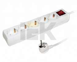 IEK Удлинитель У05К-выкл. 5 мест 2Р+PЕ/3метра 3х1мм2 16А/250 арт. WYP10-16-05-03-ZK