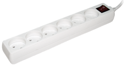 IEK Удлинитель У6К-выкл. 6 мест 2Р/5метров 2х0.75мм2 10А/250 арт. WYP10-06-06-05-K-N