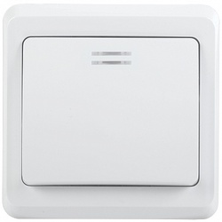 IEK ВС10-1-1-ВБ Выключатель 1кл 10А с инд. ВЕГА (белый) арт. EVV11-K01-10-DM