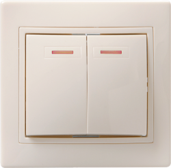 IEK ВС10-2-1-ККм Выключатель 2кл с инд. 10А КВАРТА (кремовый) арт. EVK21-K33-10-DM
