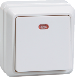 IEK ВС20-1-1-ОБ Выключатель 1кл с инд. 10А откр.уст. ОКТАВА (белый) арт. EVO11-K01-10-DC