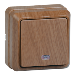 IEK ВС20-1-1-ОД Выключатель 1кл с инд. 10А откр.уст. ОКТАВА (дуб) арт. EVO11-K04-10-DC