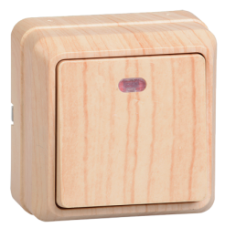 IEK ВС20-1-1-ОС Выключатель 1кл с инд. 10А откр.уст. ОКТАВА (сосна) арт. EVO11-K03-10-DC