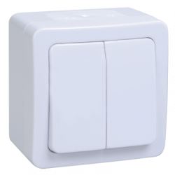 IEK ВС20-2-0-ГПБ Выключатель 2кл о/у IP54 (цвет клавиши:белый) ГЕРМЕС PLUS арт. EVMP20-K01-10-54-EC