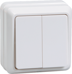IEK ВС20-2-0-ОБ Выключатель 2кл 10А откр.уст. ОКТАВА (белый) арт. EVO20-K01-10-DC