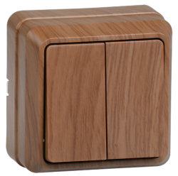 IEK ВС20-2-0-ОД Выключатель 2кл 10А откр.уст. ОКТАВА (дуб) арт. EVO20-K04-10-DC