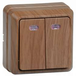 IEK ВС20-2-1-ОД Выключатель 2кл с инд. 10А ОКТАВА (дуб) арт. EVO21-K04-10-DC