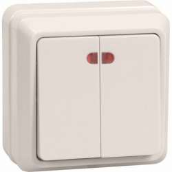 IEK ВС20-2-1-ОКм Выключатель 2кл с инд. 10А ОКТАВА (кремовый) арт. EVO21-K33-10-DC