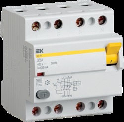 IEK Выключатель дифференциальный ВД1-63 (УЗО) 4Р 32А 30мА арт. MDV10-4-032-030