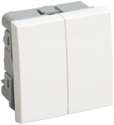 IEK Выключатель проходной (переключатель) двухклавишный на 2 модуля. ВК4-22-00-П арт. CKK-40D-PD2-K01