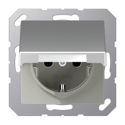 JUNG A 500 Алюминий Розетка с/з с крышкой, безвинт. зажим арт. A1520KLAL
