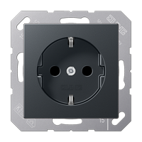 JUNG A 500 Антрацит Розетка с/з безвинт. зажим арт. A1520BFANM