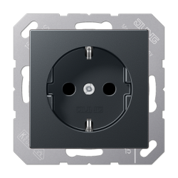 JUNG A 500 Антрацит Розетка с/з с защитными шторками безвинт. зажим арт. A1520BFKIANM