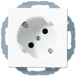 JUNG A 500 Белая Розетка с/з, наклонная 45° арт. A520-45KIWW