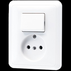 JUNG CD ударопр. Бел Розетка SCHUKO 16 А-АС/250 V + Выключатель универ 10А/250 V арт. 5546EUWW