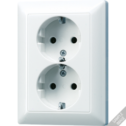 JUNG EcoProfi Бежевая Розетка штепсельная Schuko 16A 250V с защитой от детей, сдвоенная арт. AS5020KIU