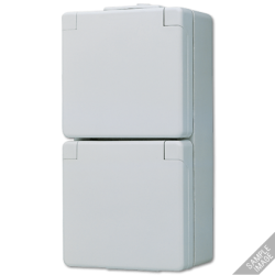 JUNG EcoProfi Розетка с/з 2-ая с полем для надписи IP44 арт. 622WW