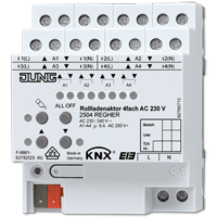 JUNG KNX Актуатор жалюзи, 4-канальная AC 230 V арт. 2504REGHER
