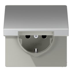 JUNG LS 990 Алюминий Розетка с/з с крышкой безвинт. зажим арт. AL1520KL