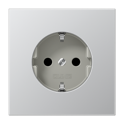 JUNG LS 990 Алюминий Розетка с/з с защитными шторками безвинт. зажим арт. AL1520KI