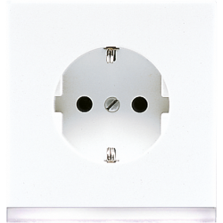 JUNG LS 990 Белая (лакир. алюм.) Розетка с заземлением, подсветка белая арт. LS520-OWWLEDW