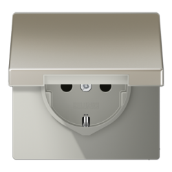 JUNG LS 990 Edelstahl Розетка с/з с крышкой безвинт. зажим арт. ES1520KL