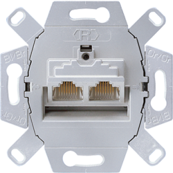 JUNG Мех Розетка компьютерная 2-ая наклонная категория 6 (выходы раздельные) арт. UAE8-8UPOK6