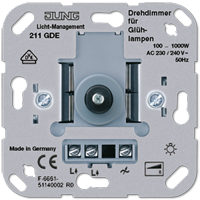JUNG Мех Светорегулятор поворотно-нажимной 100-1000 Вт для л/н арт. 211GDE