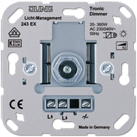 JUNG Мех Светорегулятор поворотно-нажимной 20-360 Вт для л/н и электронных трансформаторов арт. 243EX