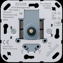 JUNG Мех Светорегулятор поворотно-нажимной 50-420 Вт/ВА для л/н электронных и обмоточных трансформаторов арт. 254UDIE1
