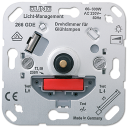 JUNG Мех Светорегулятор поворотно-нажимной 60-600 Вт для л/н 60-600Вт арт. 266GDE