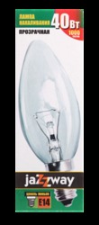 Jazzway Лампа накаливания B35 240V 40W E14 clear арт. .3320539 Jazzway Лампа накаливания B35 240V 40W E14 clear арт. .3320539