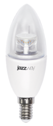 Jazzway Лампа светодиодная (LED) «свеча» d38мм E14 180° 7Вт 220-230В прозрачная тепло-белая желтая 2700К диммируемая арт. .1035349