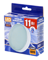Jazzway Лампа светодиодная (LED) «таблетка» d111мм GX70 100° 11Вт 220-230В матовая тепло-белая желтая 3000К арт. .1027665