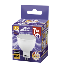 Jazzway Лампа светодиодная (LED) с отражателем d50мм GU5.3 110° 7Вт 220-230В матовая тепло-белая желтая 3000К диммируемая арт. .1035400