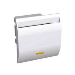 Кнопочный выключатель механизм в комплекте с корпусом (в сборе) одиночный для настенного кабель-канала 2А 220-230В c картой пластик белый IP20 Schneid арт. ALB45036